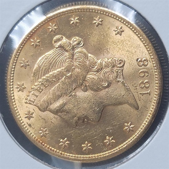 1898-S 20$  Liberty Head Double Eagle Gold Coin BU+