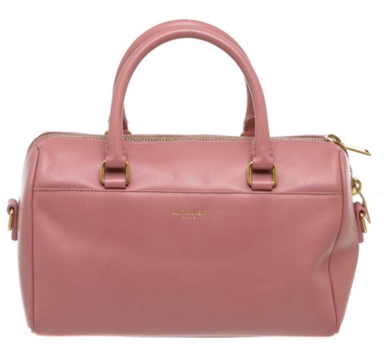 Saint Laurent YSL Pink Calfskin Leather Classic Baby Duffle Bag