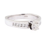 0.80 ctw Diamond Wedding Ring with a Euro Shank - 14KT White Gold