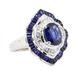 3.20 ctw Sapphire and Diamond Ring - 14KT White Gold