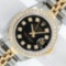 Rolex Ladies 2T 26MM Black Diamond Bezel 1 ctw 18K Yellow Gold Datejust Wristwat