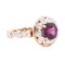 3.01 ctw Round Mixed Rhodolite Garnet And Round Brilliant Cut Diamond Ring - 14K