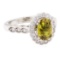 3.17 ctw Oval Mixed Yellow Sapphire And Round Brilliant Cut Diamond Ring - 14KT