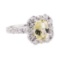 3.19 ctw Yellow Topaz And Diamond Ring - 18KT White Gold