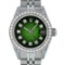 Rolex Ladies Stainless Steel Green Vignette Diamond Lugs & Datejust 26MM