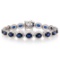 18.13 ctw Blue Sapphire and 3.92 ctw Diamond 14K White Gold Bracelet