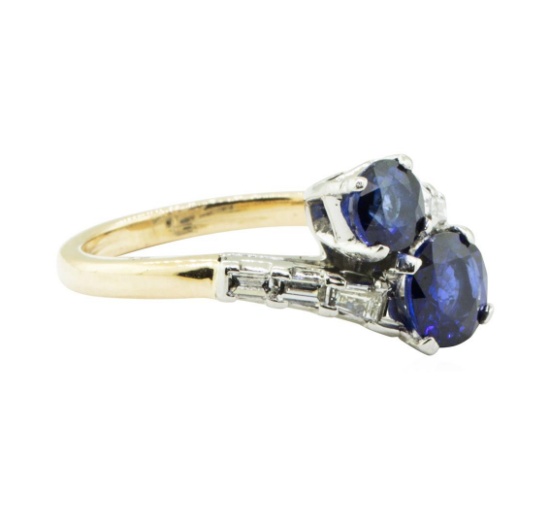 2.07 ctw Oval Brilliant Blue Sapphire Ring - 14KT Yellow Gold