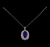 20.96 ctw Tanzanite and Diamond Pendant With Chain - 14KT White Gold