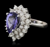 14KT White Gold 3.69 ctw Tanzanite and Diamond Ring