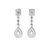 3.70 ctw Diamond Earrings - 14KT White Gold