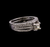 1.40 ctw Diamond Wedding Ring Set - 14KT White Gold