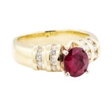 1.67 ctw Ruby And Diamond Ring - 14KT Yellow Gold