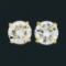 14k Yellow Gold 1.11 ctw Round Brilliant Cut Diamond Claw Prong Stud Earrings