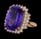 17.77 ctw Tanzanite and Diamond Ring - 14KT Rose Gold