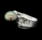 1.49 ctw Diamond and Black Pearl Ring - Palladium