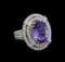 9.81 ctw Tanzanite and Diamond Ring - 14KT White Gold