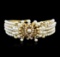 14KT Yellow Gold Pearl and Diamond Bangle Bracelet