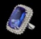 GIA Cert 38.29 ctw Tanzanite and Diamond Ring - 14KT White Gold