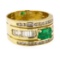 0.90 ctw ct Emerald and Diamond Ring - 18KT Yellow Gold