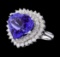 GIA Cert 12.12 ctw Tanzanite and Diamond Ring - 14KT White Gold