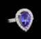 3.10 ctw Tanzanite and Diamond Ring - 14KT White Gold