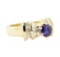 1.66 ctw Blue Sapphire And Diamond Ring - 14KT Yellow Gold