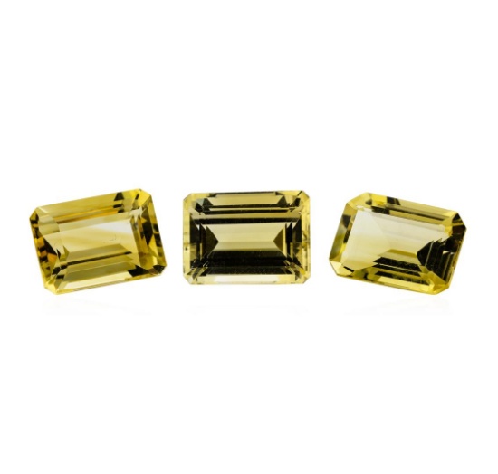 21.38 ctw.Natural Emerald Cut Citrine Quartz Parcel of Three