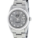 Rolex Mens Stainless Meteorite Diamond 36MM Oyster Perpetual Datejust Wristwatch