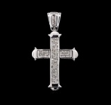 3.00 ctw Diamond Cross Pendant - 14KT White Gold