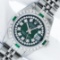 Rolex Ladies Stainless Steel Green Emerald & Diamond Datejust Wristwatch 26MM Wi