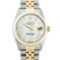 Rolex Mens 2 Tone Mother Of Pearl VS Diamond 36MM Datejust Wristwatch