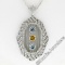 18kt White Gold 2.15 ctw Aquamarine, Citrine, & Diamond Open Milgrain Pendant Ne