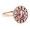 2.20 ctw Oval Mixed Pink Spinel And Round Brilliant Cut Diamond Ring - 18KT Rose