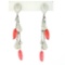 18kt White Gold Rose Quartz Bead & Diamond Teardrop Tassel Dangle Earrings