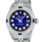 Rolex Ladies Stainless Steel Blue Vignette Diamond Lugs & Sapphire Datejust Wris