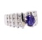 2.56 ctw Blue Sapphire And Diamond Ring - 14KT White Gold