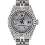 Rolex Ladies Stainless Steel Quickset Mother Of Pearl Diamond Lugs Jubilee Rolex