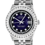 Rolex Mens Stainless Steel Blue Vignette Diamond Datejust 36MM Oyster Perpetual