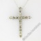 New 14kt White Gold 1.52 ctw Fancy Colored Round Diamond Cross Pendant Necklace