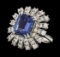 5.91 ctw Tanzanite and Diamond Ring - 14KT White Gold