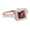 2.56 ctw Square Step Rhodolite Garnet And Round Brilliant Cut Diamond Ring - 18K