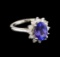 2.61 ctw Tanzanite and Diamond Ring - 14KT White Gold