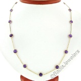 14k Yellow Gold 16.10 ctw Round Checkerboard Amethyst by the Yard Chain Necklace