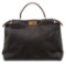 Fendi Black Nubuck Large Peekaboo Satchel Bag