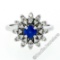 Vintage 14kt White Gold 0.90 ctw Round Sapphire and Diamond Flower Cluster Ring