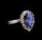 4.20 ctw Tanzanite and Diamond Ring - 14KT White Gold