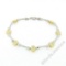 14kt White and Yellow Gold 0.50 ctw Burnish Diamond Flower and Bar Link Bracelet