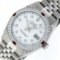 Rolex Mens Stainless Steel Diamond Lugs & Ruby Datejust Wristwatch