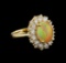 2.17 ctw Opal and Diamond Ring - 14KT Yellow Gold