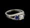 0.95 ctw Diamond and Sapphire Ring - 14KT White Gold